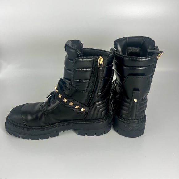 💯 AUTHENTIC VALENTINO GARAVANI CALFSKIN NYLON ROCKSTUD QUILTED WATERPROOF BOOTS - Picture 11 of 14